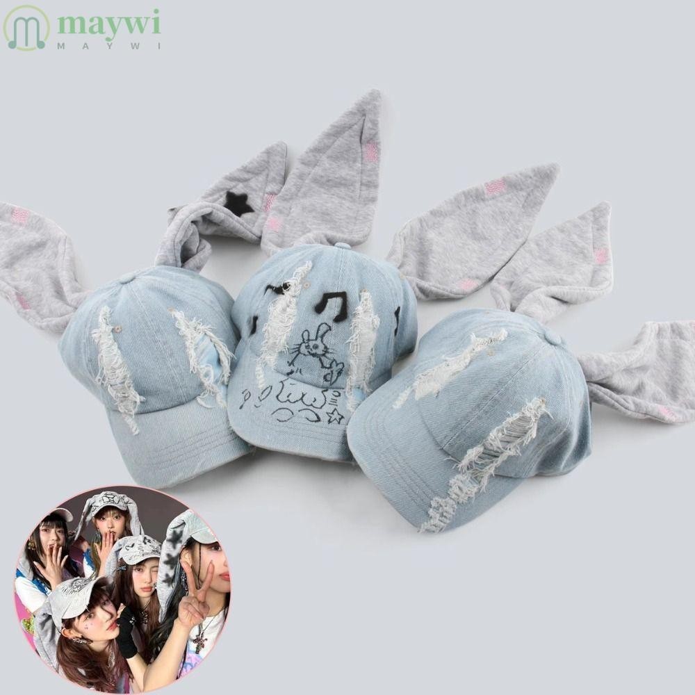 Maywi หมวกเบสบอล ทรงหูกระต่ายยาว ระบายอากาศ แบบพกพา สไตล์ Y2K