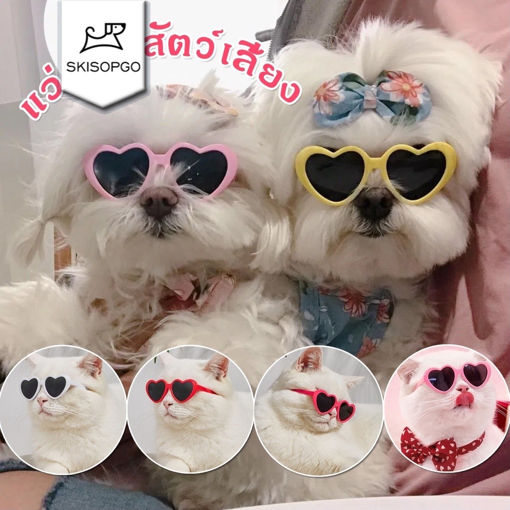 SKISOPGO🐾แว่นตาสัตว์​เลี้ยง​ แว่นรักอินเทรนด์ แว่นตาแมว​ หมา​ สุนัข​ อุปกรณ์​แต่งตัวสัตว์​เลี้ยง​ แว่นกันแดดรูปถ่าย
