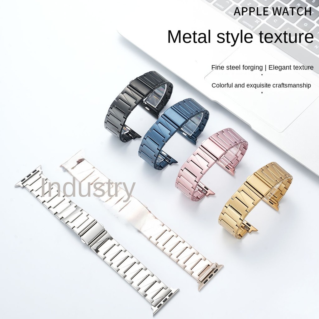สายนาฬิกาข้อมือสเตนเลส ขอบลายฟัน สําหรับ Applewatch Apple Huawei Samsung Watch