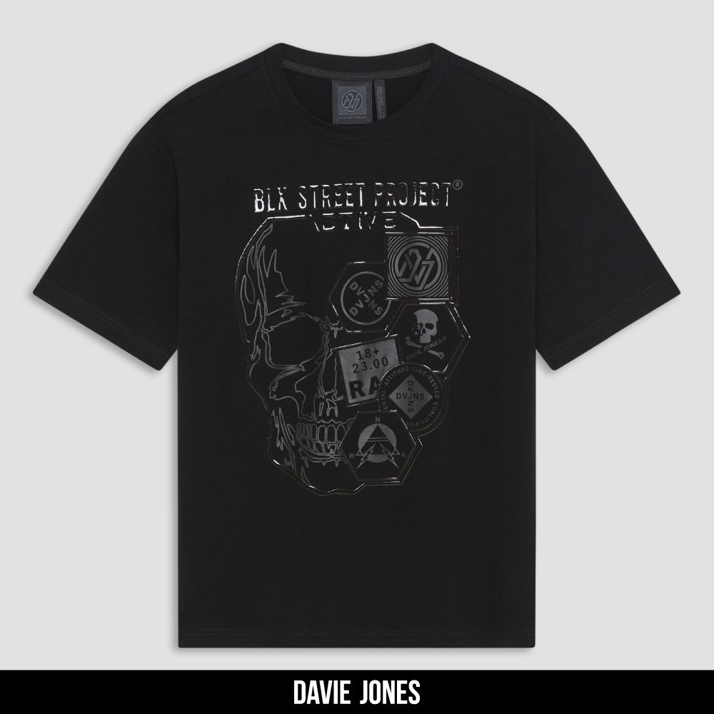 DAVIE JONES เสื้อยืด Graphic Oversize T-Shirt [ Black Street Project เสื้อ เสื้อผู้ชาย เสื้อยืด oversize เสื้อยืด
