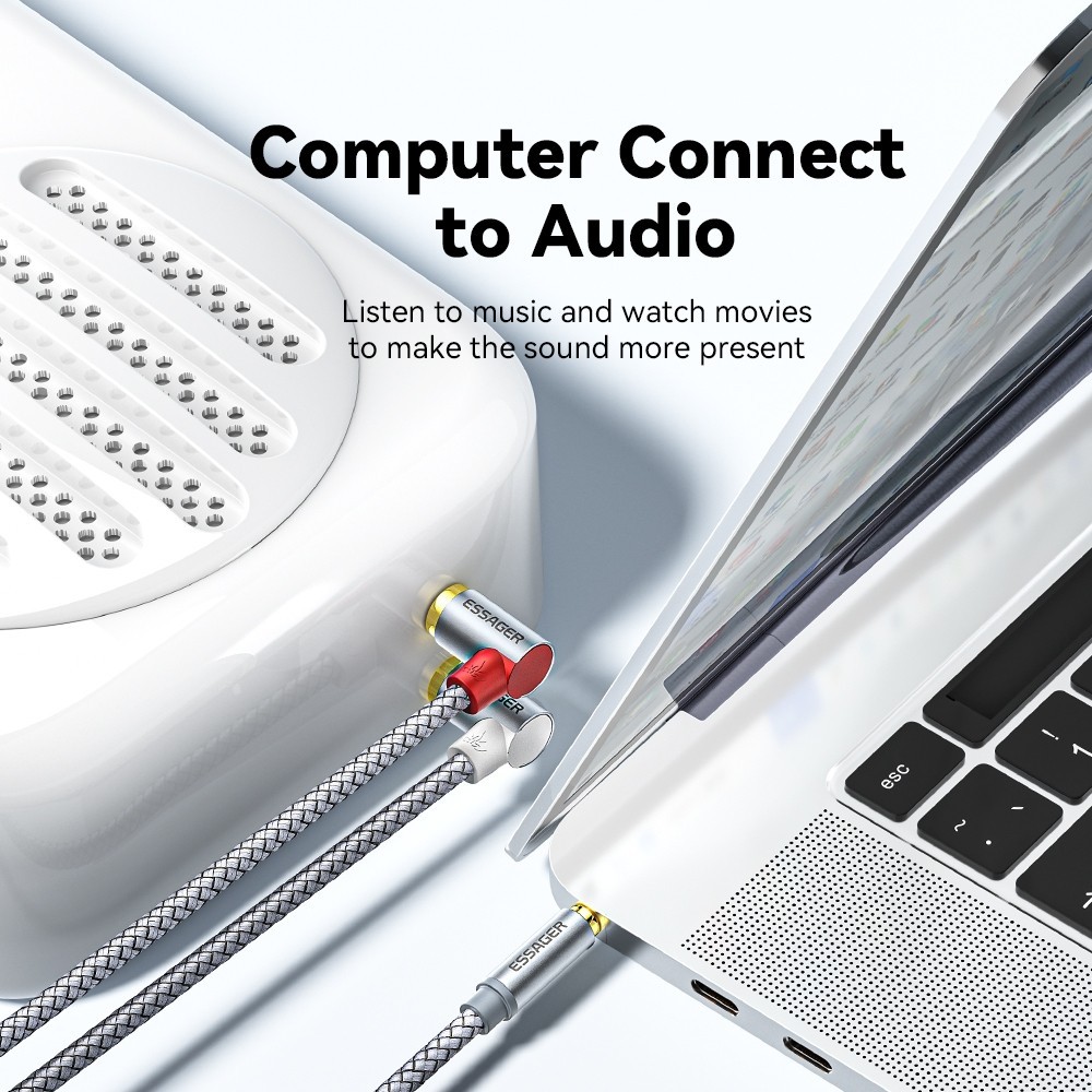 Essager แจ็ค3.5สายเคเบิล RCA RCA สายออดิโอ3.5มม. แจ็คเพื่อ2RCA ตัวแยกสายเอยูเอ็กซ์ตัวผู้สำหรับลำโพง DVD คอมพิวเตอร์ทีวี