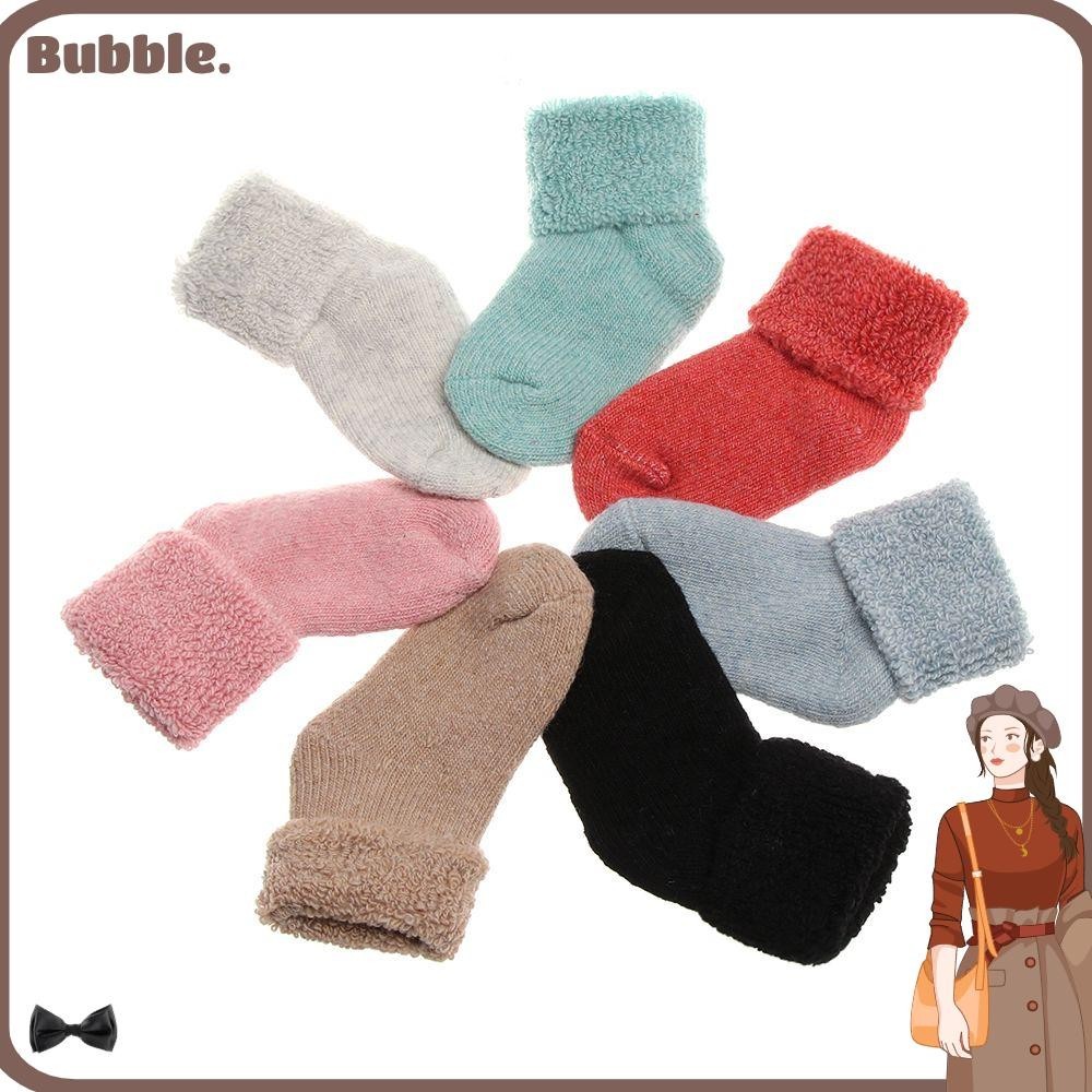 Bubble ถุงเท้าผ้าขนสัตว์ ฤดูหนาว สีลูกกวาด นุ่ม ถุงเท้าพื้นหิมะ สําหรับเด็ก
