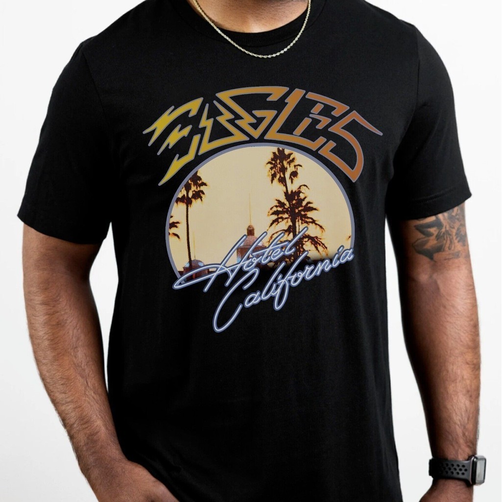 Eagles Hotel California Tour เสื้อยืด Band Vintage Rock Concert Music P