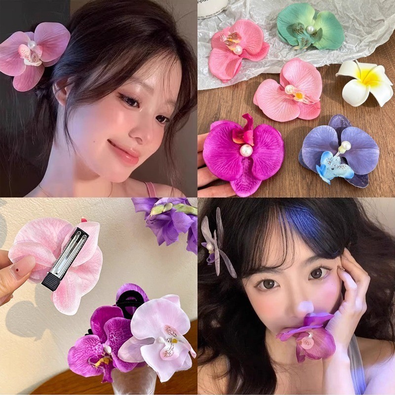 ใหม่ กิ๊บติดผมหน้าม้า รูปดอกกล้วยไม้ ดอกไม้ หรูหรา เครื่องประดับ สําหรับผู้หญิง