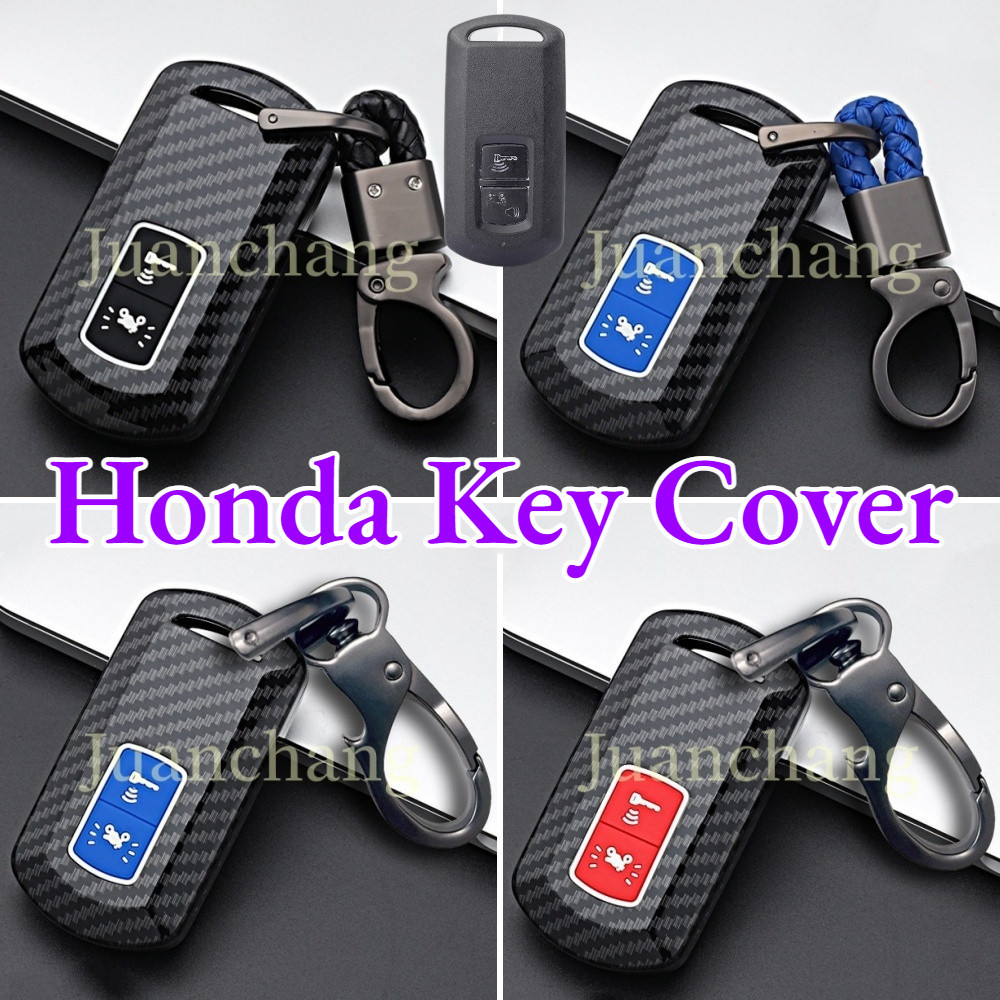 เคสกุญแจรีโมทรถจักรยานยนต์ คาร์บอนไฟเบอร์ พร้อมพวงกุญแจ สําหรับ HONDA VARIO PCX 150 Airblade 150 Cli