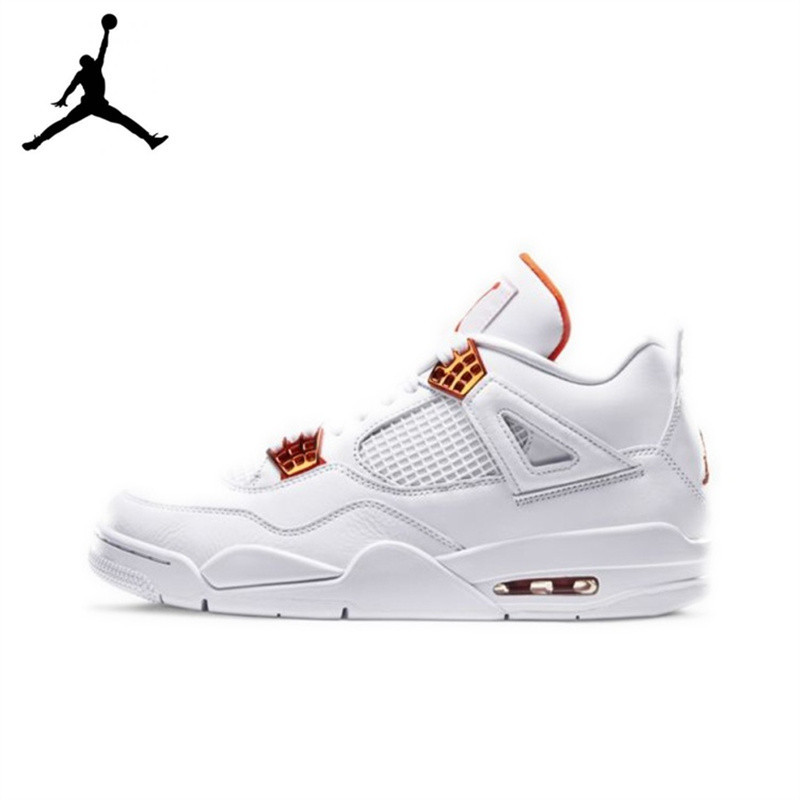 ของแท้100% Jordan Air Jordan 4 retro "orange metallic"   รองเท้าผ้าใบ Nike รองเท้าวิ่ง