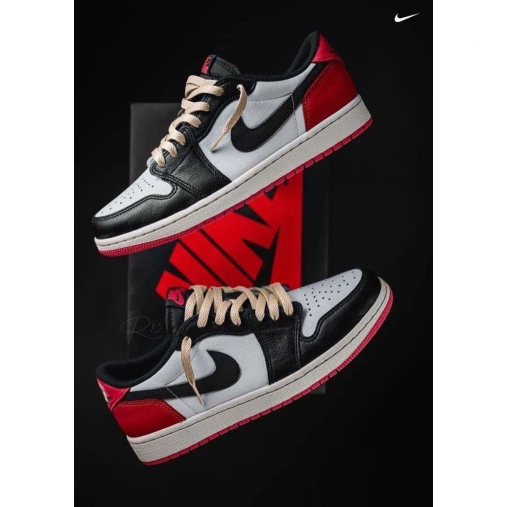 Nike Air Jordan AJ1 Low OG "Black Toe" รองเท้ากีฬาลําลอง กันลื่น สําหรับผู้ชาย และผู้หญิง PF5V