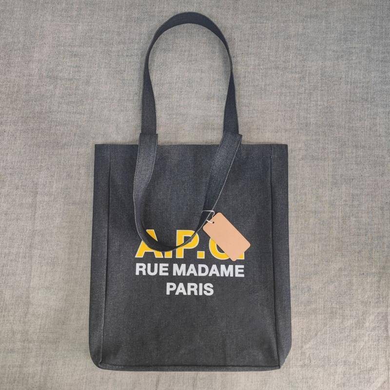 โลโก้ APC flocking พิมพ์กระเป๋าสะพายผ้าเดนิมหนา