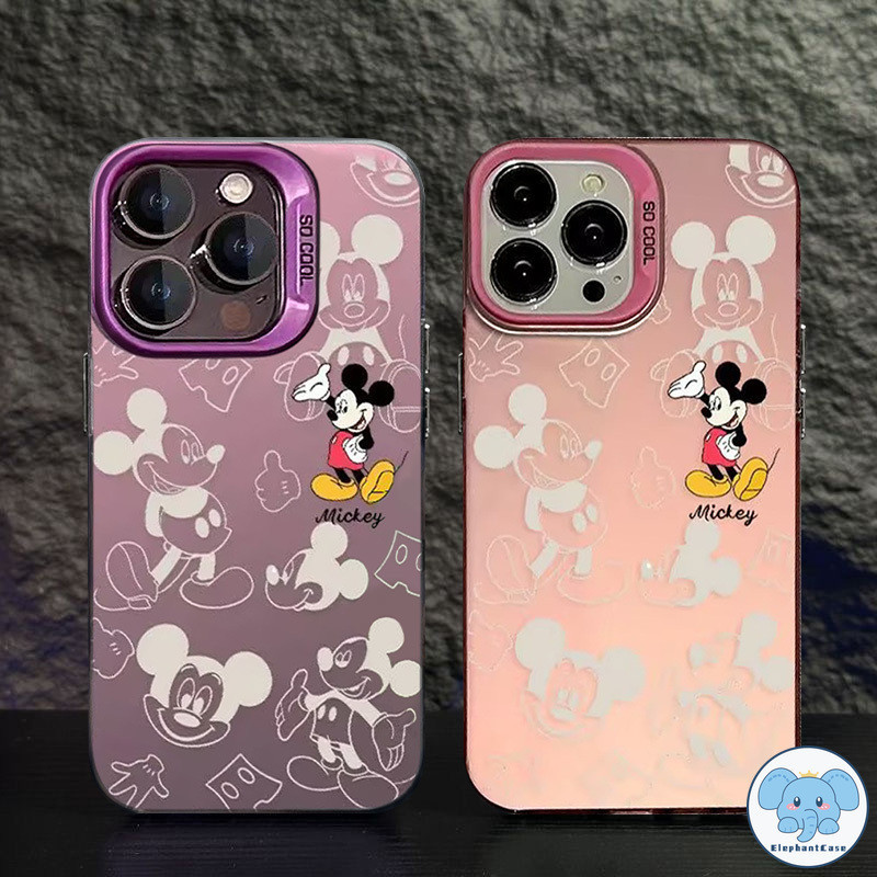 แฟชั่น Graffiti การ์ตูนมีความสุขมิกกี้เมาส์สติ๊กเกอร์ปก iPhone 11 7Plus 15 12 XR 14 13 Pro Max 8 15 7 Plus X XS Max