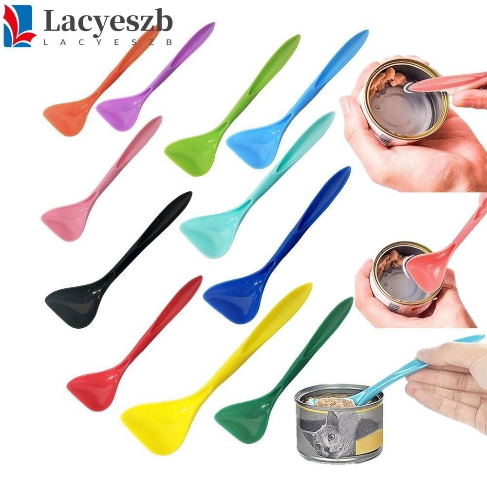 Lacyeszb ช้อนซีลอาหารเปียก พลาสติก ใช้ซ้ําได้ ล้างทําความสะอาดได้ สําหรับสัตว์เลี้ยง แมว สุ่มสี