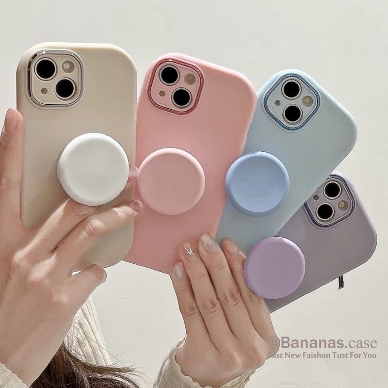 Iphone 15 14 13 12 11 Pro Max X Xr Xs Max 7 8 Plus เคสโทรศัพท์ สีลูกกวาด + ขาตั้ง นิ่ม