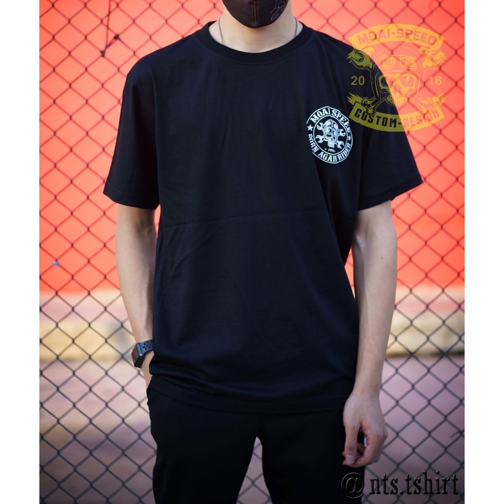 🍃 【HOT】 MS 65 Tiger  เสื้อยืด สีดำ ไบค์เกอร์ ออกทริป รถแข่ง Moai Speed T-Shirt ผ้าคอตตอน สกรีนลาย เส