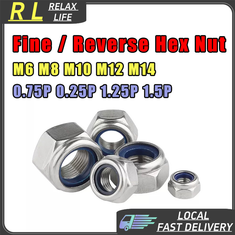 [RL] Hex Lock Nut Fine Reverse Thread M6 M8 M10 M12 M14 M16 M18 M20 Pitch 0.75 1 1.25 1.5P Hexagon N