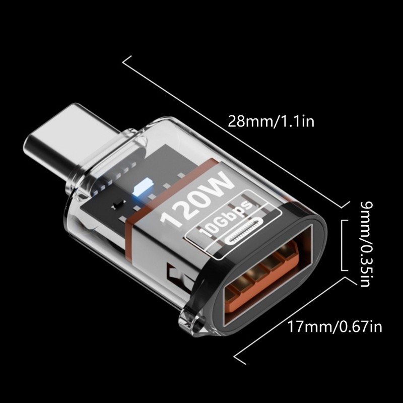 TOOLBOX Type-C ชายไปยัง USB A หญิงแปลงสนับสนุน PD 120W การถ่ายโอนข้อมูลการชาร์จ USB C Extender ตัวบ่งชี้ OTG A