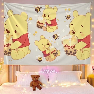 ผ้าพื้นหลังแขวนสไตล์ Winnie the Pooh INS น่ารัก สำหรับหอพักนักเรียน ห้องข้างเตียง ห้องนอน ผ้าแขวน