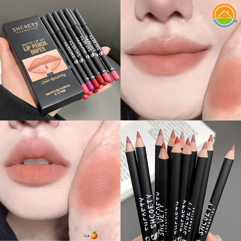 Naked Color Long Lasting Waterproof Lip Liner Set- Matte Velvet Lip Outline Filling Pen- ส่วนบุคคลสาวแต่งหน้าเครื่องสําอาง
