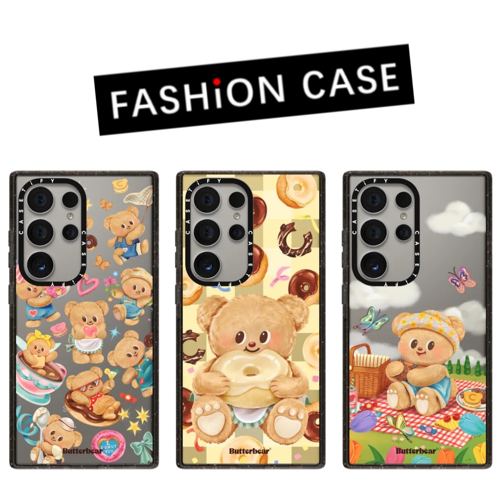 SAMSUNG Caseti น่ารักเนยหมีอะคริลิคเคสโทรศัพท์สําหรับSamsung Galaxy S25Ultra S25Plus S25 S24Ultra S23Ultra S22UltraกันกระแทกUltraบางเคสโทรศัพท์