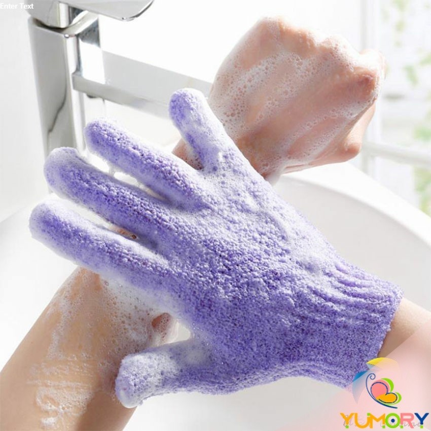 Yumory  ถุงมืออาบน้ำ ถุงมือขัดผิวอาบน้ำ ขจัดเซลล์ผิวเก่า พร้อมส่ง Glove-style bath towel