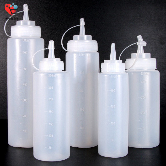 ขวดบีบซอส ขวด ปากแหลม มีสเกลบอกปริมาณ 240ml 360ml 500ml 650ml ทนความเย็นและความร้อน sauce squeeze bottle