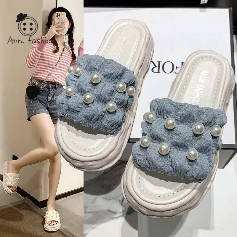 Ann รองเท้าแตะชนิดนุ่มพิเศษ วัสดุยางนิ่มน้ำหนักเบา กันน้ำ พื้นนุ่มใส่สบาย ผลืตจากวัสดุอย่างดีแข็งแรง #sy48