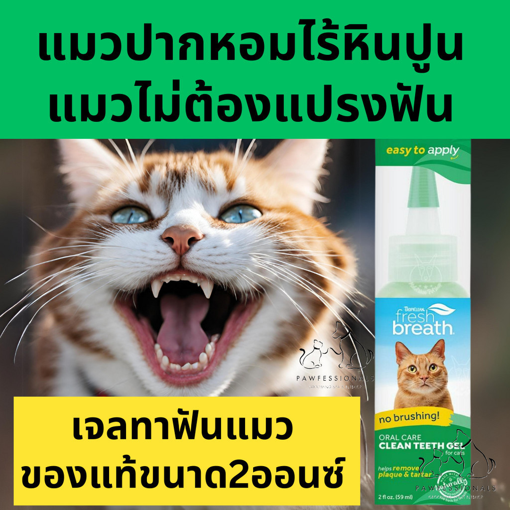 [ของแท้!] เจลทาฟัน แมว ขจัดหินปูน Tropiclean Fresh Breath ขนาด 2 ออนซ์ ไม่ต้อง แปรงฟันแมว และ ลดกลิ่นปากแมว