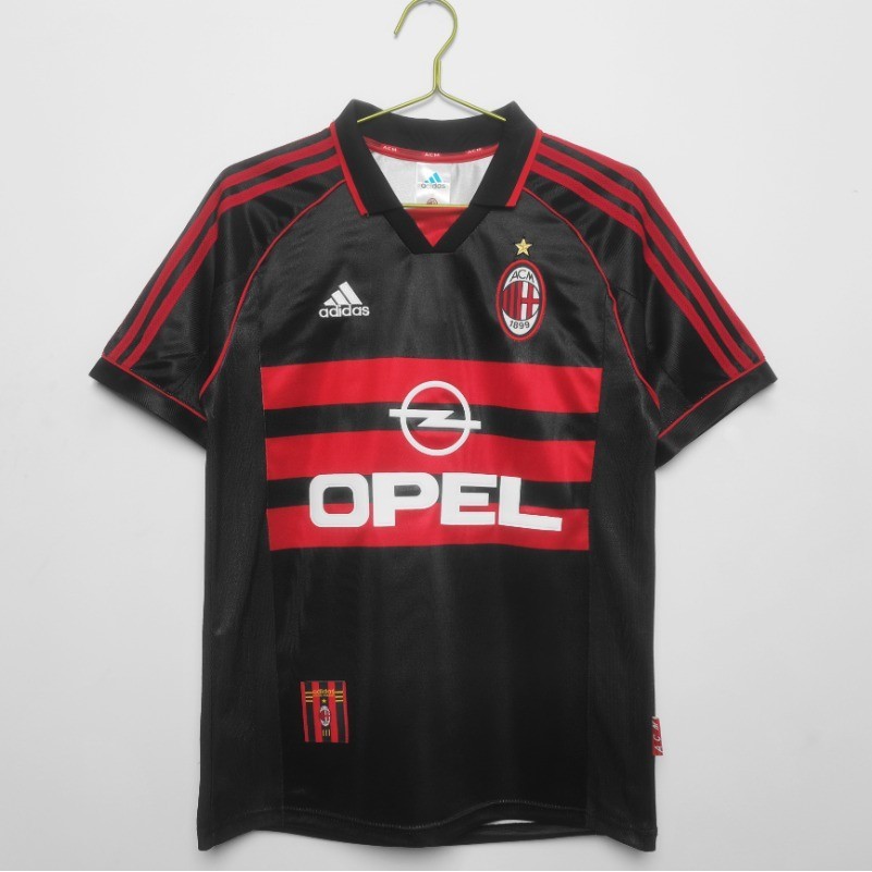 เสื้อกีฬาแขนสั้น ลายทีมชาติฟุตบอล AC 2k 1998 99 Season สไตล์วินเทจ แห้งเร็ว AAA สําหรับผู้ชาย ไซซ์ S-XXL