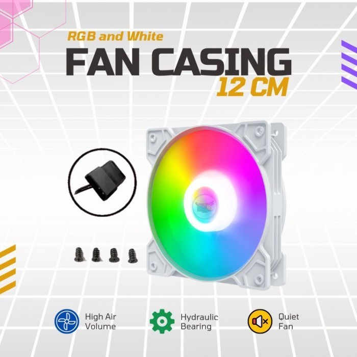 พัดลมปลอก RGB สําหรับเล่นเกม 12 ซม. - RGB สีขาว