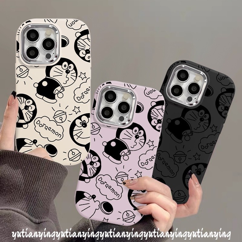 เคสโทรศัพท์มือถือแบบนิ่ม ชุบโลหะ ลายการ์ตูนโดราเอมอนน่ารัก สร้างสรรค์ สําหรับ Realme Note 50 C55 C35 C21Y C25Y C51 C53 C20 C11 C12 C15 C30 C25s C20A C33 C25 5s 5i 8i 8 6i 5 Narzo 50 N53 20