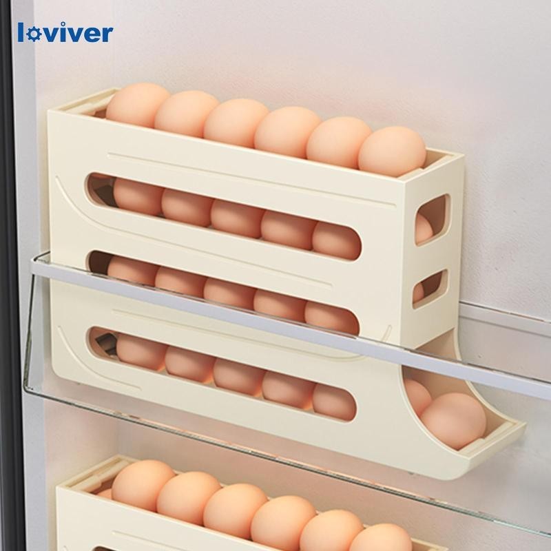 [Loviver] กล่องเก็บไข่ 4 ชั้น ใช้ซ้ําได้ สําหรับตู้เย็น
