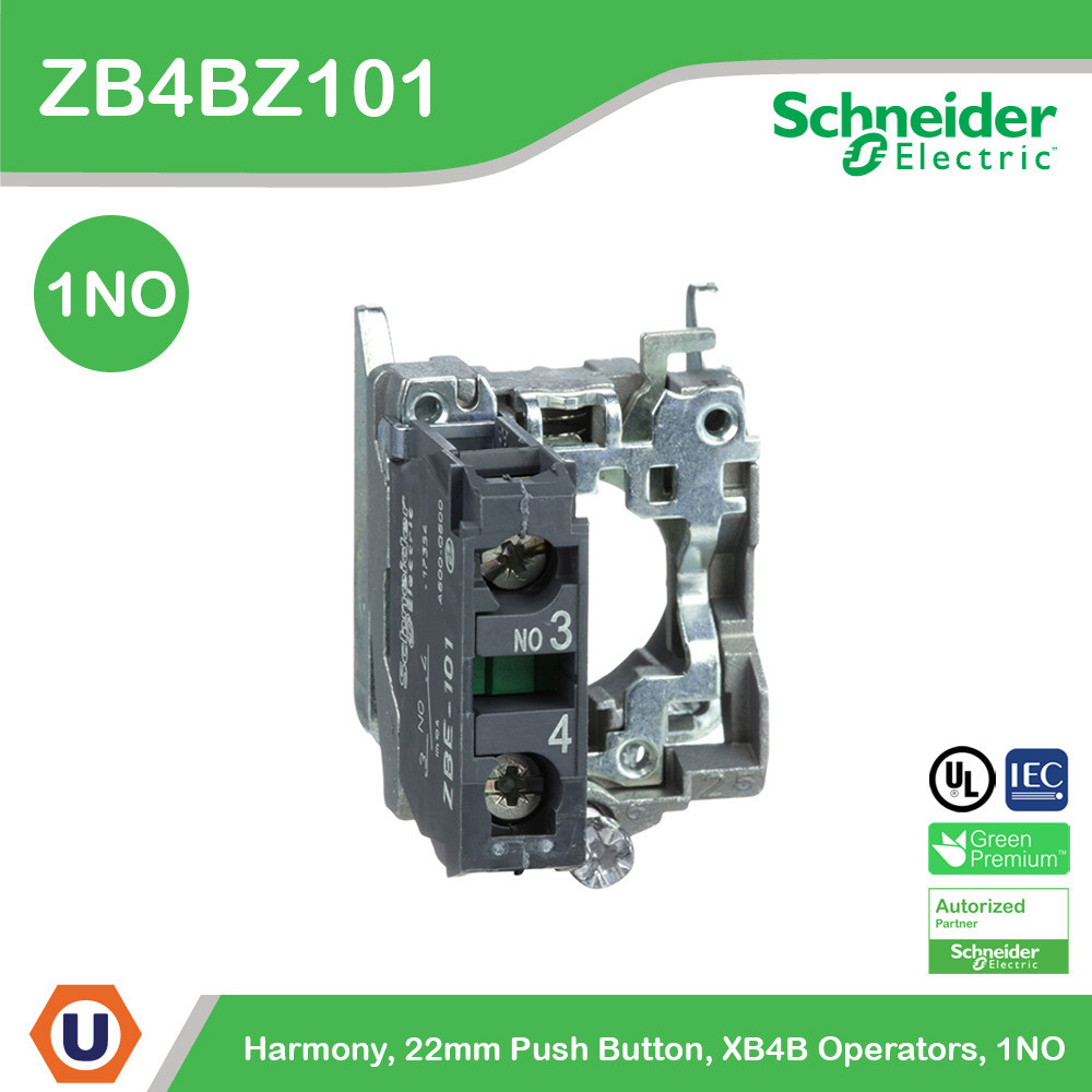 Schneider ZB4BZ101 Single contact block with body/fixing collar, metal, screw clamp terminal, 1 NO (