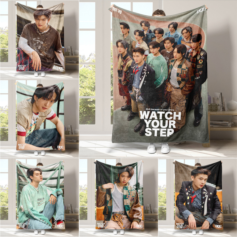 Watch YOUR STEP - BUS ผ้าห่มขนแกะสักหลาดนุ่ม พิมพ์ลายด้านเดียว สําหรับบ้าน เตียง โซฟา ของขวัญวันหยุด