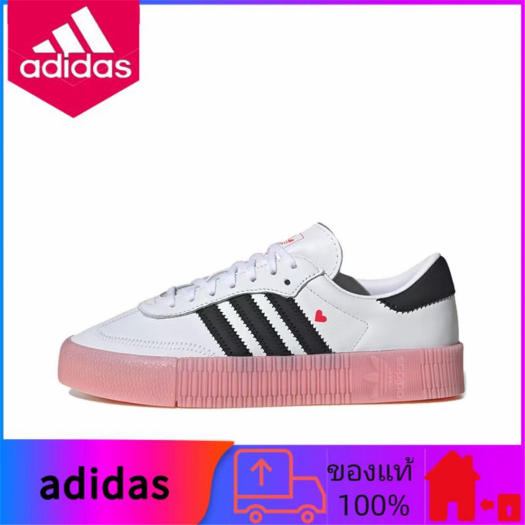 Adidas ของแท้ 100% adidas ต้นฉบับ Samba rose รองเท้าผ้าใบสวมทนสวมใส่สบายสีชมพูสีขาว
