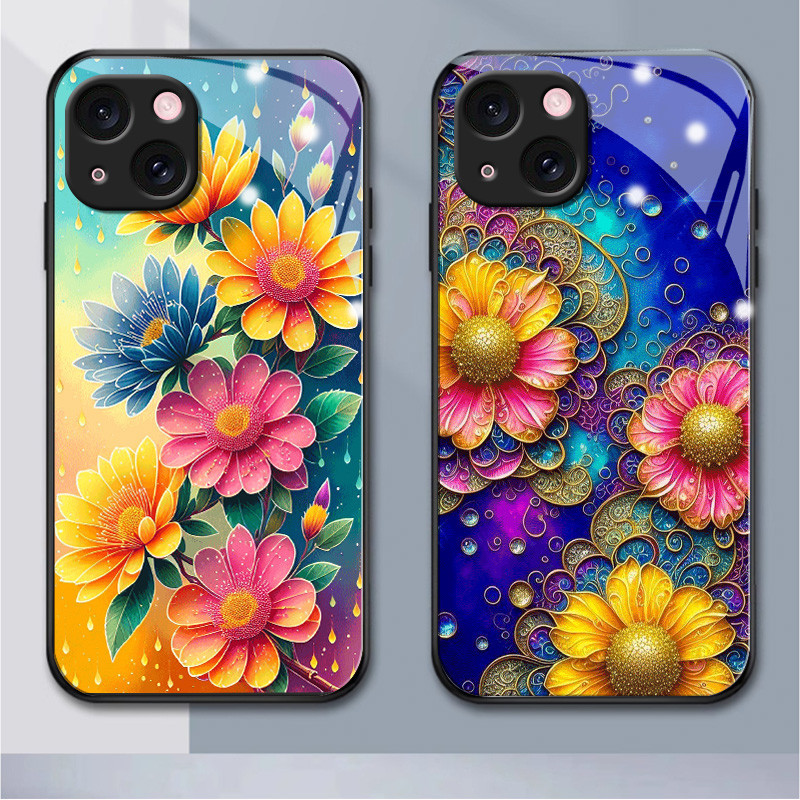Zzzdiy เคสโทรศัพท์มือถือ ซิลิโคนนิ่ม กันกระแทก ลายดอกไม้สีฟ้า สําหรับ iphone15 14 11 13 12 XS max mini 5 6 6s plus 8 pro max (HB1-1163)