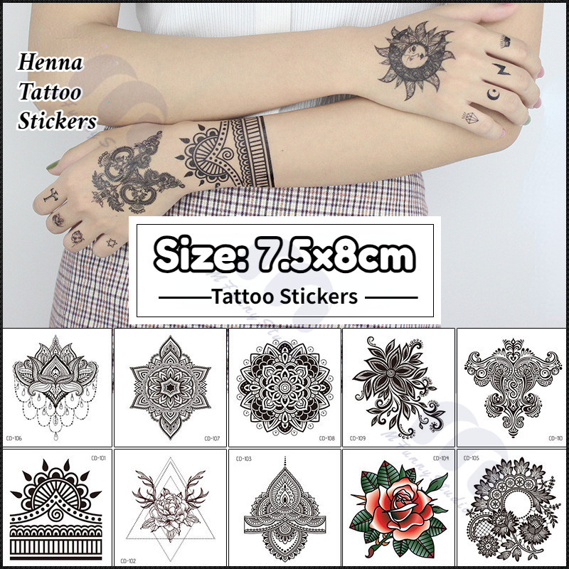 【MF Magic Tattoo】สติกเกอร์รอยสักชั่วคราว ลายเฮนน่า กึ่งถาวร กันน้ํา 15 วัน
