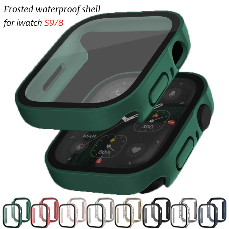 เคสนาฬิกาข้อมือ กระจก กันน้ํา พร้อมฟิล์มกันรอยหน้าจอ สําหรับ Apple Watch Series 9 49 มม. Ultra 2 45 มม. 41 มม. 44 มม. 40 มม. IWatch 8 7 6 5 Se 4