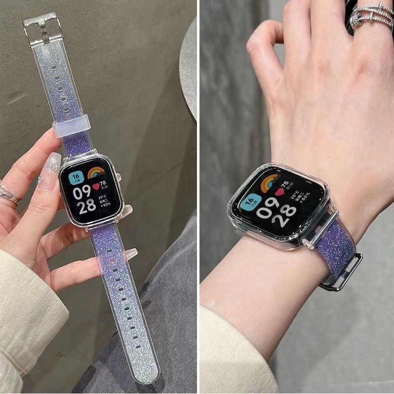 สายนาฬิกาข้อมือซิลิโคน ประดับกลิตเตอร์ หรูหรา สําหรับ Xiaomi Redmi Watch 4 3 3 Active Smart Watch Redmi Watch 2 Poco Mi Watch Lite