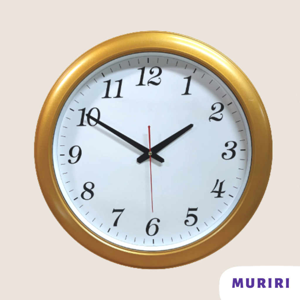 นาฬิกาบ้าน Muriri Wall Clock นาฬิกาแขวนผนัง ทรงกลม ขนาดใหญ่ เดินเรียบ 18นิ้ว  สีทองด้าน เครื่องไซโก้