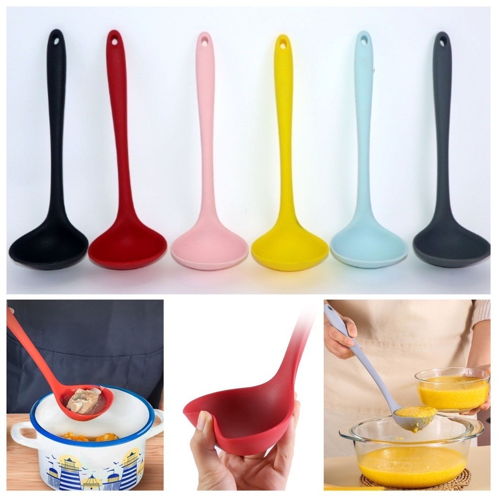 💖 กระบวย ซิลิโคน ทำอาหาร ตะหลิว ทัพที ฟู้ดเกรด ทนความร้อนสูง สีพาสเทล เครื่องครัวซิลิโคน ทำความสะอาดง่าย เกรดพรีเมี่ยม 💖