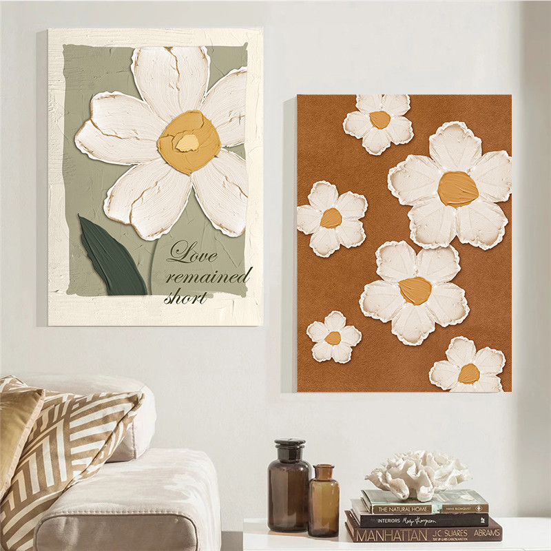 Vintage Bohemian ดอกไม้ผ้าใบภาพวาด Minimalistic ดอกไม้ Market โปสเตอร์และพิมพ์ภาพห้องนั่งเล่น Wall Art Home Decor - รูปที่ 3