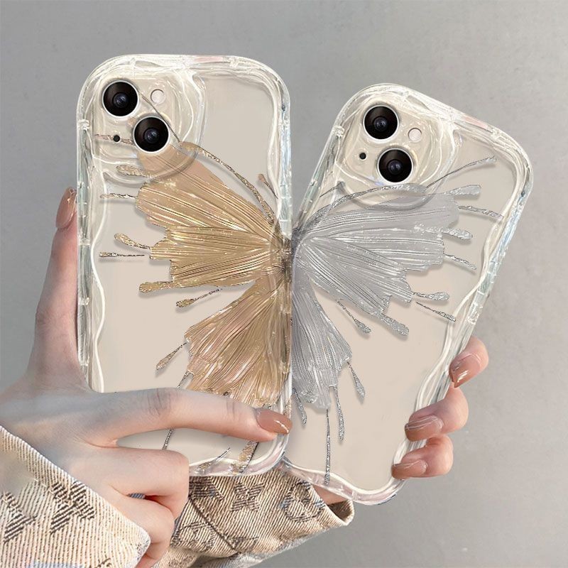 เคสโทรศัพท์ซิลิโคน TPU แบบนิ่ม กันกระแทก ลายปีกผีเสื้อ สําหรับ IPhone 15 11 14 Pro 12 13 Mini XS Max X XR 7 8 6 6S Plus SE2020