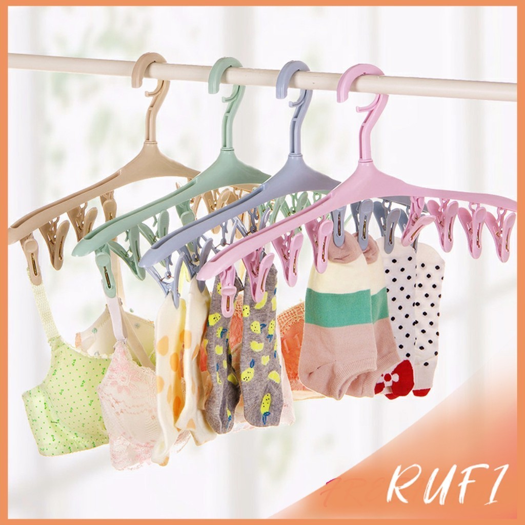 RUFI ไม้แขวนมีตัวหนีบ 8 ตัว ไม้หนีบผ้าอเนกประสงค์ ที่แขวนเก็บของ Folding hanger