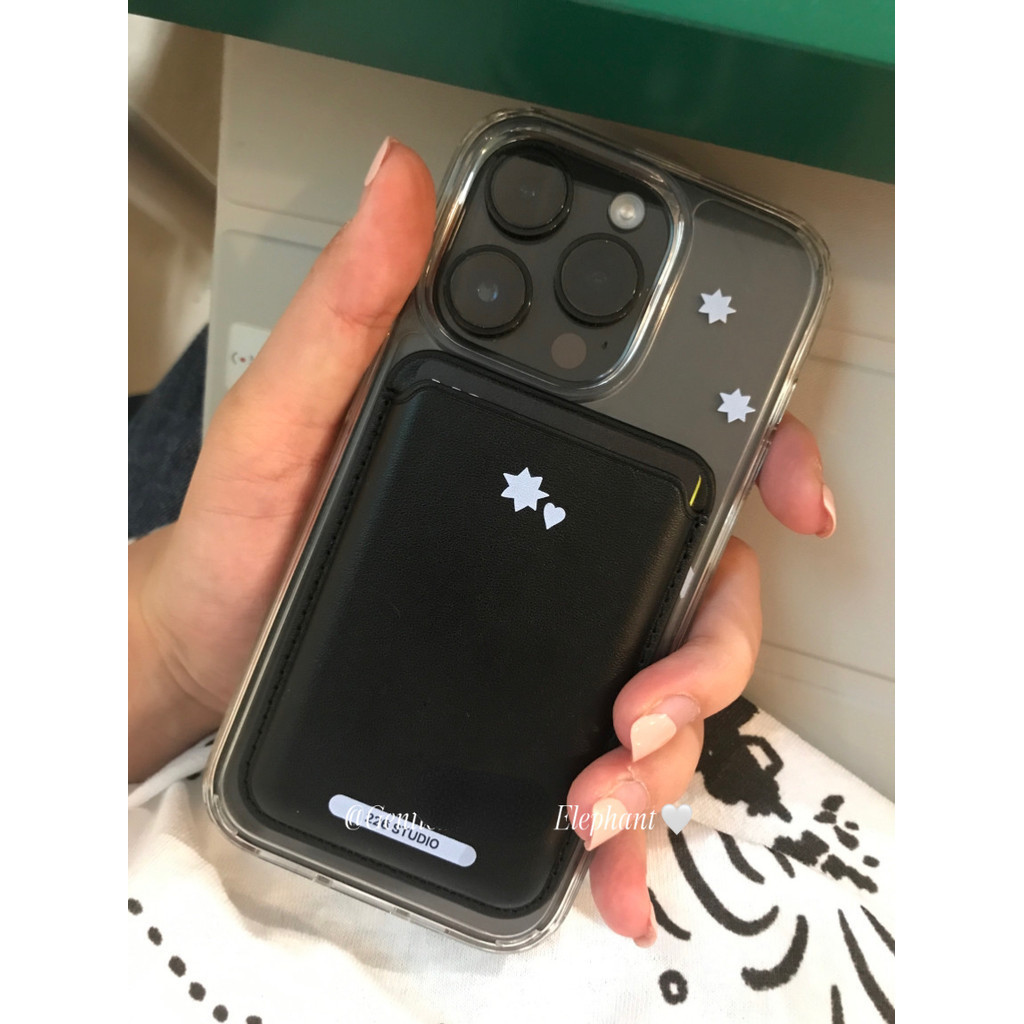 เกาหลีins niche design love Starsหนังแม่เหล็กผู้ถือบัตรเคสโทรศัพท์สําหรับIphone16/15pro/14promax /12/11การ์ดกระเป๋ากรณี