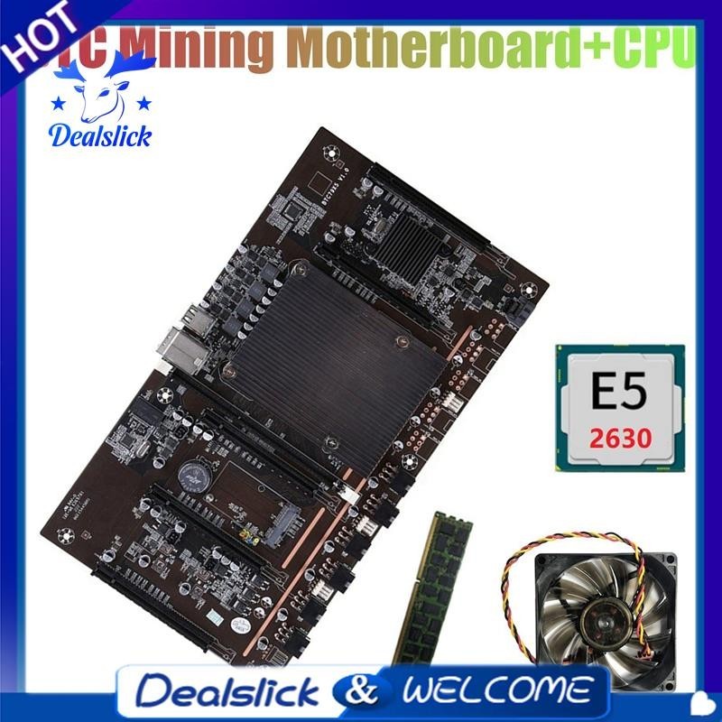 【Dealslick】เมนบอร์ดแร่ X79 H61 BTC พร้อมการ์ดจอ E5 2630 CPU+RECC 4G DDR3 RAM+Fan 5 PCIE รองรับ 3060 3070 3080