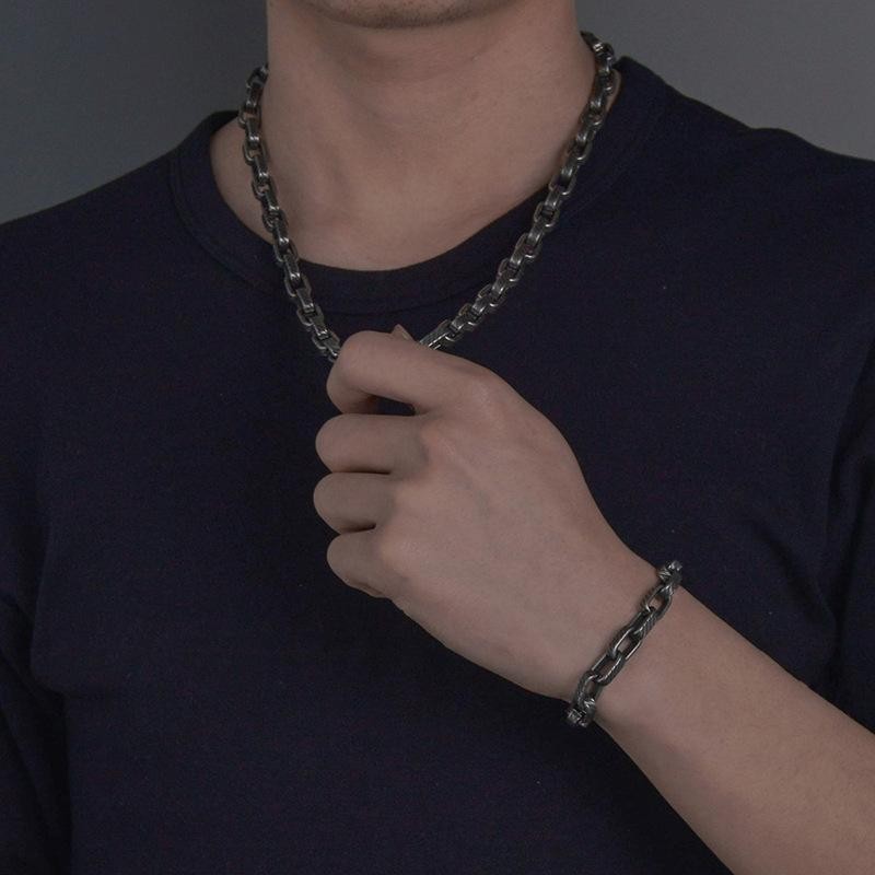 AA66 สร้อยคอสแตนเลสสีลมควัน แฟชั่นสไตส์ HIPHOP