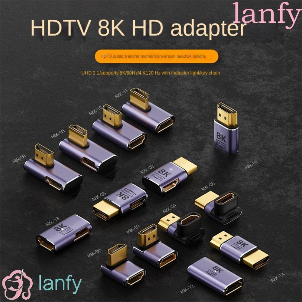 Lanfy อะแดปเตอร์แปลง HDMI 90 องศา ความเร็วสูง มุมขวา HDMI 90 องศา เชื่อมต่อ HD ประเภท L 4k@120Hz 270 องศา