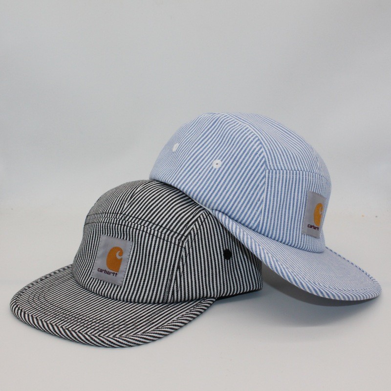 Carhartt หมวกเบสบอล แบบนิ่ม ลายทาง สไตล์ฮิปฮอป สําหรับผู้ชายและผู้หญิง