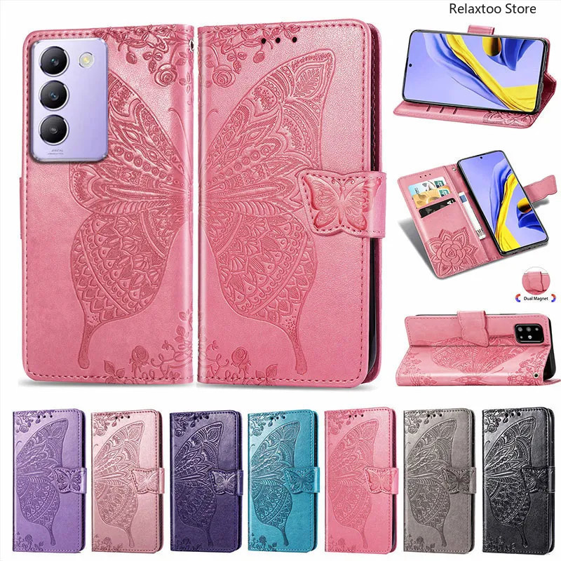 เคสโทรศัพท์มือถือหนัง ฝาพับแม่เหล็ก กันกระแทก ป้องกันเลนส์กล้อง พร้อมช่องใส่บัตร และขาตั้งวาง หรูหรา สําหรับ VivoY100 2024 Y100 Y28 Y03 Y 100 Y 03 VIVOY03 VIVOY28 4G 5G