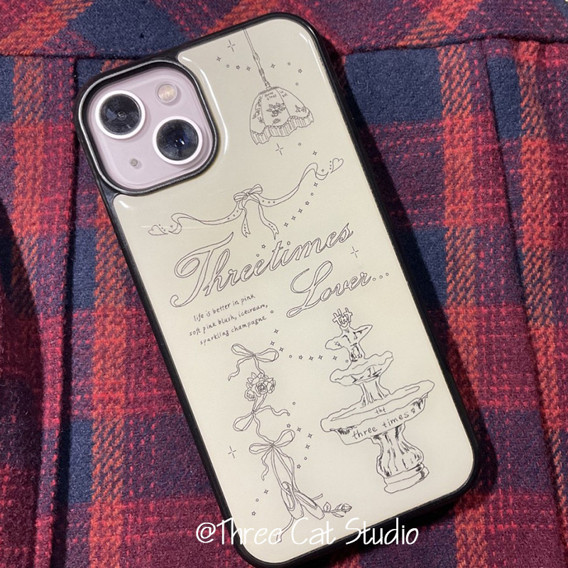 เคสป้องกันโทรศัพท์มือถือ ลายน้ําพุ ประดับโบว์ สไตล์เกาหลี สําหรับ iPhone 15promax 14pro 13 12 11 XS MAX XR 12mini 13mini