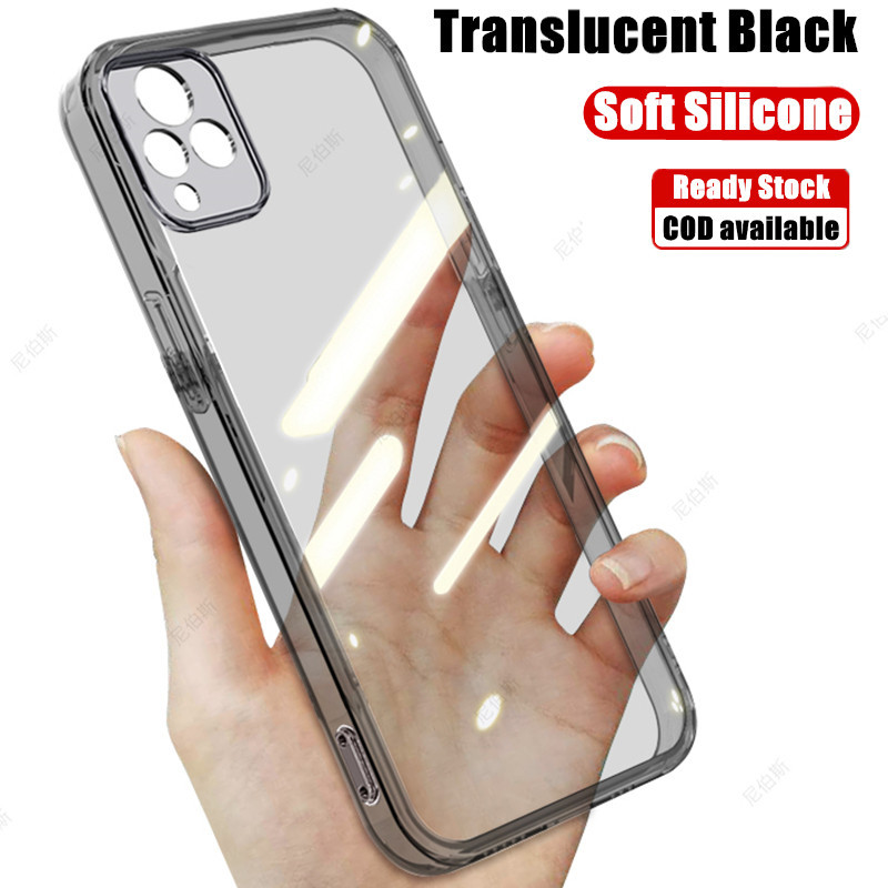 เคสโทรศัพท์มือถือซิลิโคน TPU ใส แบบนิ่ม โปร่งแสง กันกระแทก ป้องกันรอยขีดข่วน สีดํา สําหรับ Vivo V21 4G 5G V2050 V2066 V2108