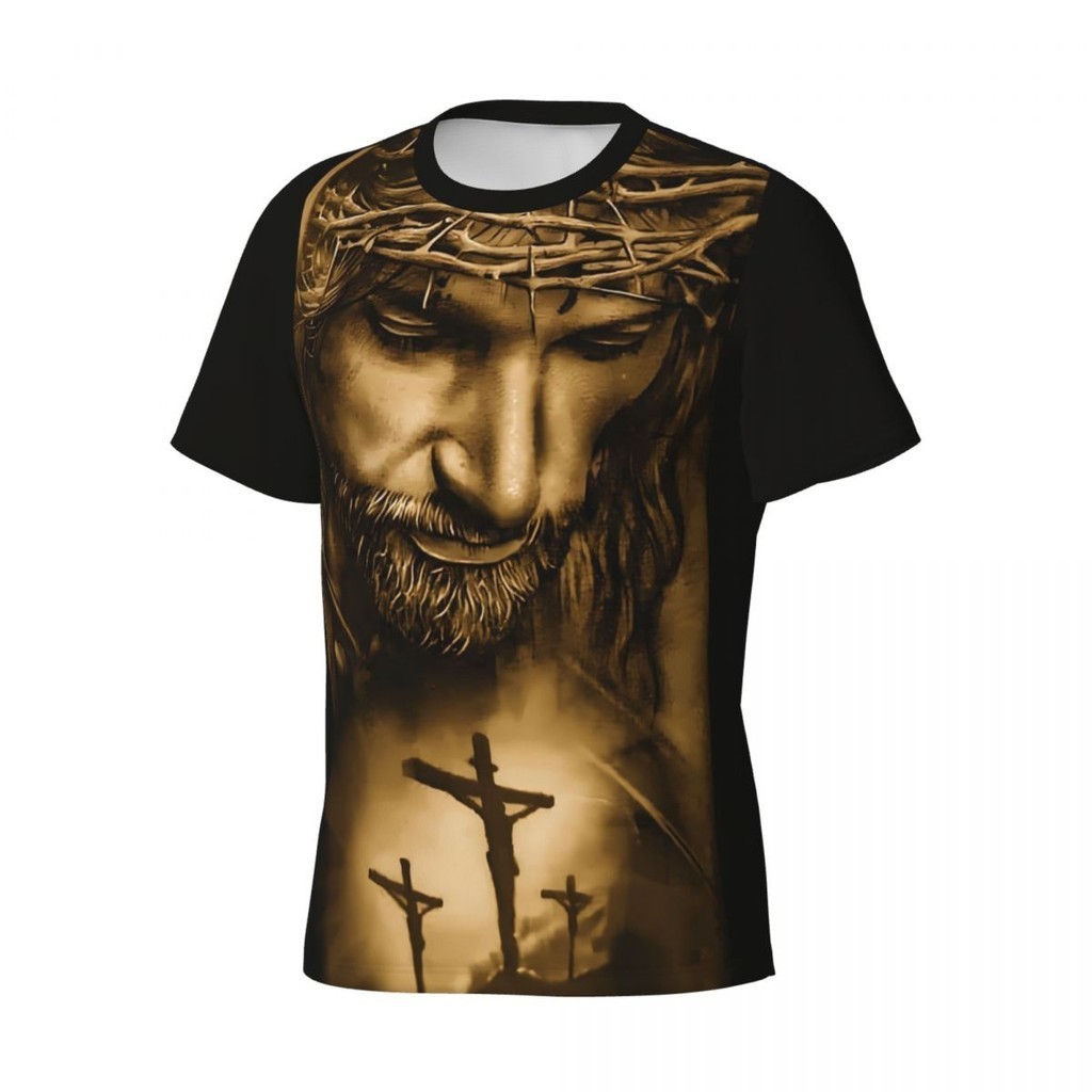 Gym T เสื้อสําหรับคู่พระเยซูคริสต์ 3D T เสื้อยอดนิยมแฟชั่นสบายๆฤดูร้อน Tees O คอ Vintage Graphic Top